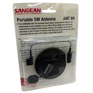 Sangean ANT-60 Portable Shortwave SW Reel Antenna 23 ft Wire - Black